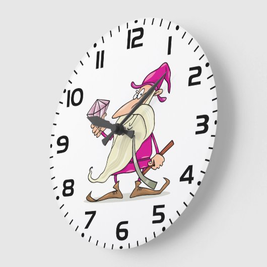 Wizard Gnome with Large Diamond Gemstone ラージ壁時計 (傾斜)