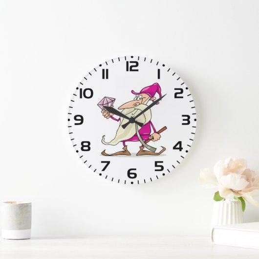 Wizard Gnome with Large Diamond Gemstone ラージ壁時計 (ホーム)