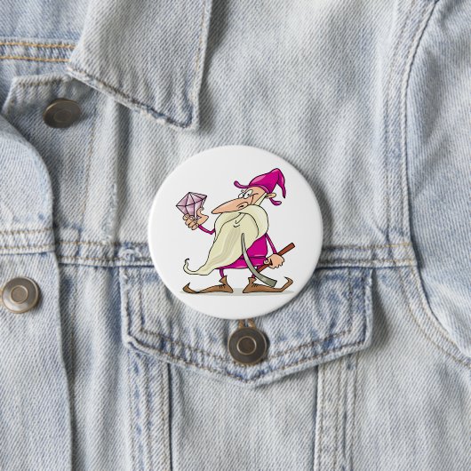 Wizard Gnome with Large Diamond Gemstone 缶バッジ (インサイチュ)