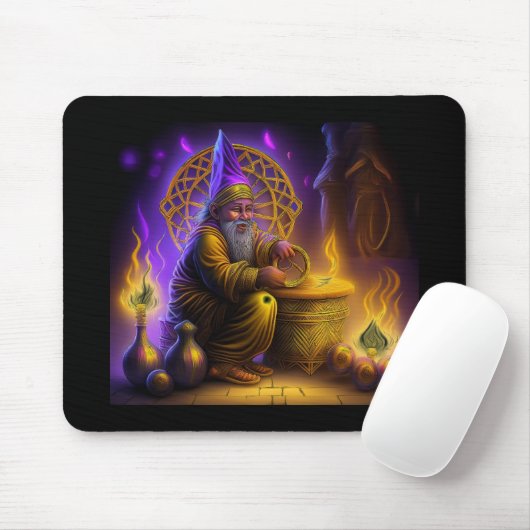 Wizard Is Seated At Table Conjuring A Spell マウスパッド (マウス)
