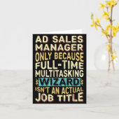 Wizard Job Title Quote - Funny Ad S Manager  カード (黄色い花)