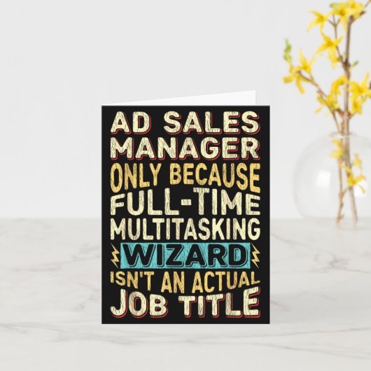 Wizard Job Title Quote - Funny Ad S Manager  カード (黄色い花)