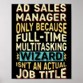 Wizard Job Title Quote - Funny Ad S Manager ポスター (正面)