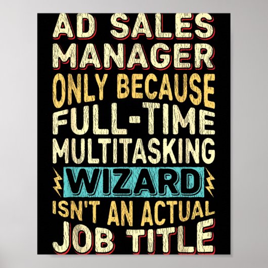 Wizard Job Title Quote - Funny Ad S Manager  ポスター (正面)