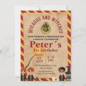 Wizard Magical Kids Birthday Party Invite 招待状 (正面)