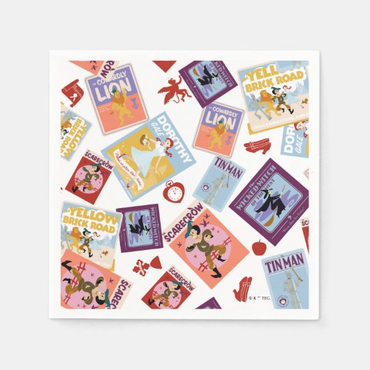 Wizard of Oz™ Character Print Toss Pattern スタンダードカクテルナプキン (正面)