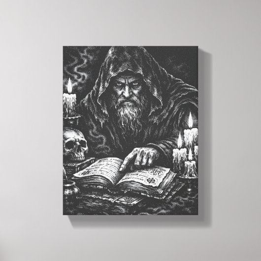 Wizard Studying the Grimoire — by BurnsInHell キャンバスプリント (正面)
