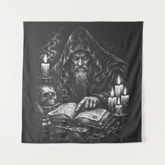 Wizard Studying the Grimoire — by BurnsInHell タペストリー (正面)