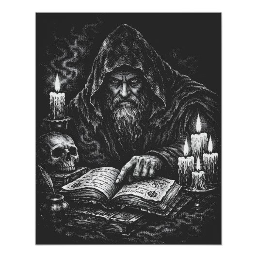 Wizard Studying the Grimoire — by BurnsInHell ポスター (正面)