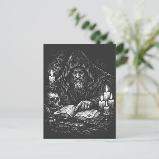 Wizard Studying the Grimoire — by BurnsInHell ポストカード (スタンド正面)
