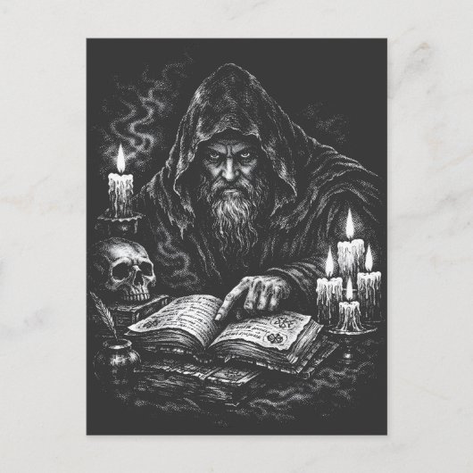 Wizard Studying the Grimoire — by BurnsInHell ポストカード (正面)