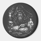 Wizard Studying the Grimoire — by BurnsInHell マグネット (正面)