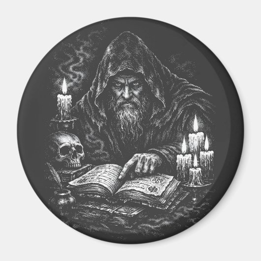 Wizard Studying the Grimoire — by BurnsInHell マグネット (正面)