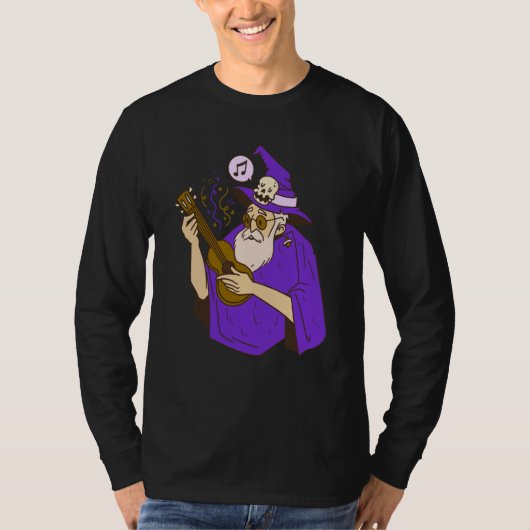 wizard ukulele witch music playing guitar tシャツ (正面)