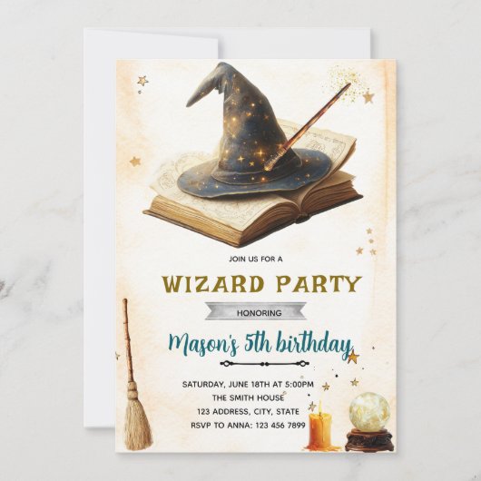 Wizard witch birthday party invitation 招待状 (正面)