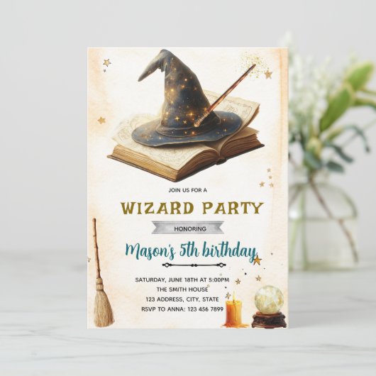 Wizard witch birthday party invitation 招待状 (スタンド正面)