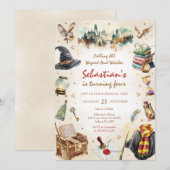 Wizard Witches Magical School Wizardry Birthday 招待状 (正面/裏面)