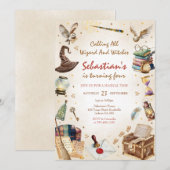 Wizard Witches Magical School Wizardry Birthday 招待状 (正面/裏面)