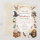 Wizard Witches Magical School Wizardry Birthday 招待状 (正面/裏面)