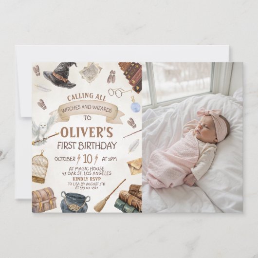 Wizards Birthday Photo Invitation 招待状 (正面)