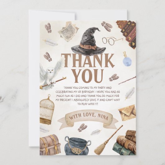 Wizards Birthday Thank You Card 招待状 (正面)