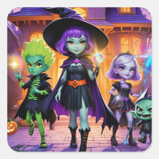 Wizards, Ghouls, and Spooky Sticker スクエアシール