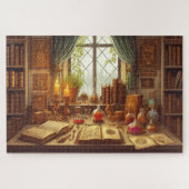 Wizard's Library Mystical Study Fantasy ジグソーパズル (横)