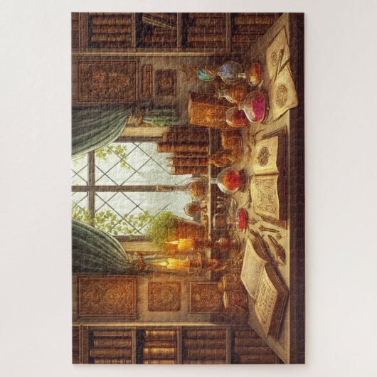 Wizard's Library Mystical Study Fantasy ジグソーパズル (縦)