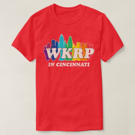 WKRPインシンシナッティヴィンテージレインボー Tシャツ (デザイン正面)