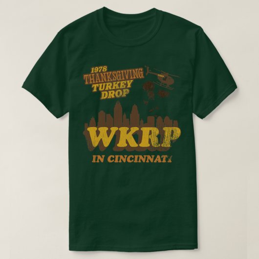 WKRPシンシナティ1978 Thanksgiving Turkey Drop Tシャツ (デザイン正面)