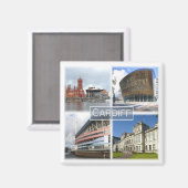 WLS003 CARDIFF，ウェールズ，冷蔵庫 マグネット (正面/裏面)