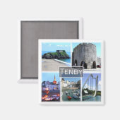 WLS007 TENBY、ウェールズ、ヨーロッパ、冷蔵庫 マグネット (正面/裏面)