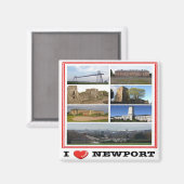 WLS020 NEWPORT "I LOVE"，ウェールズ，ヨーロッパ，冷蔵庫 マグネット (正面/裏面)