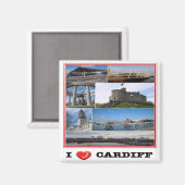 WLS021 CARDIFF I LOVE,ウェールズ,ヨーロッパ,冷蔵庫 マグネット (正面/裏面)