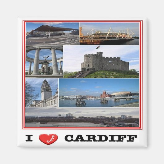 WLS021 CARDIFF I LOVE,ウェールズ,ヨーロッパ,冷蔵庫 マグネット (正面)