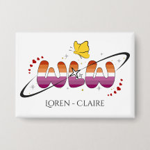 WLWサンセットレズビアン旗バタフライボタン