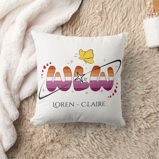 WLWサンセットレズビアン旗バタフライ クッション (ブランケット)