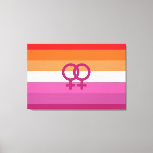 WLW レズビアン Pride フラグ (サンセット) キャンバスプリント (正面)