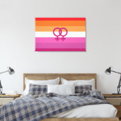 WLW レズビアン Pride フラグ (サンセット) キャンバスプリント (インサイチュ (寝室))