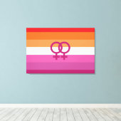 WLW レズビアン Pride フラグ (サンセット) キャンバスプリント (インサイチュ (ウッドフロア))