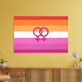 WLW レズビアン Pride フラグ (サンセット) キャンバスプリント (インサイチュ (リビング))