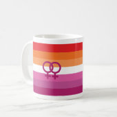WLW レズビアン Pride フラグ (サンセット) コーヒーマグカップ (正面左)