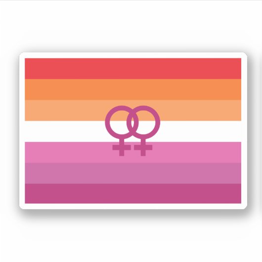 WLW レズビアン Pride フラグ (サンセット) シール (正面)