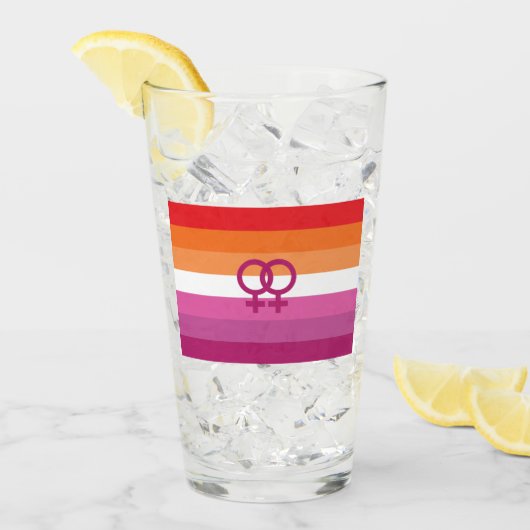WLW レズビアン Pride フラグ (サンセット) タンブラーグラス (アイス正面)