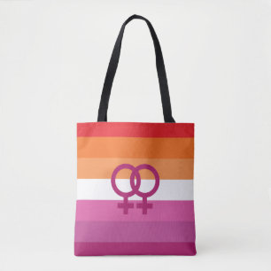 WLW レズビアン Pride フラグ (サンセット) トートバッグ