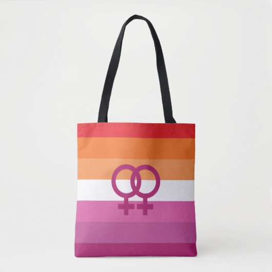 WLW レズビアン Pride フラグ (サンセット) トートバッグ (正面)
