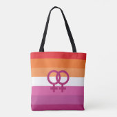WLW レズビアン Pride フラグ (サンセット) トートバッグ (裏面)