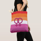WLW レズビアン Pride フラグ (サンセット) トートバッグ (クローズアップ)
