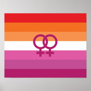 WLW レズビアン Pride フラグ (サンセット) ポスター
