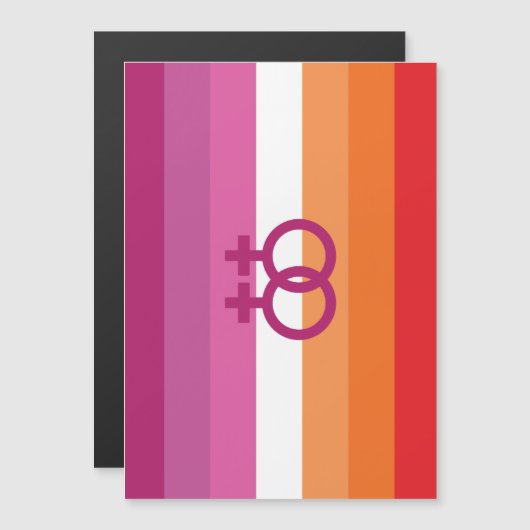 WLW レズビアン Pride フラグ (サンセット) マグネット招待状 (正面/裏面)
